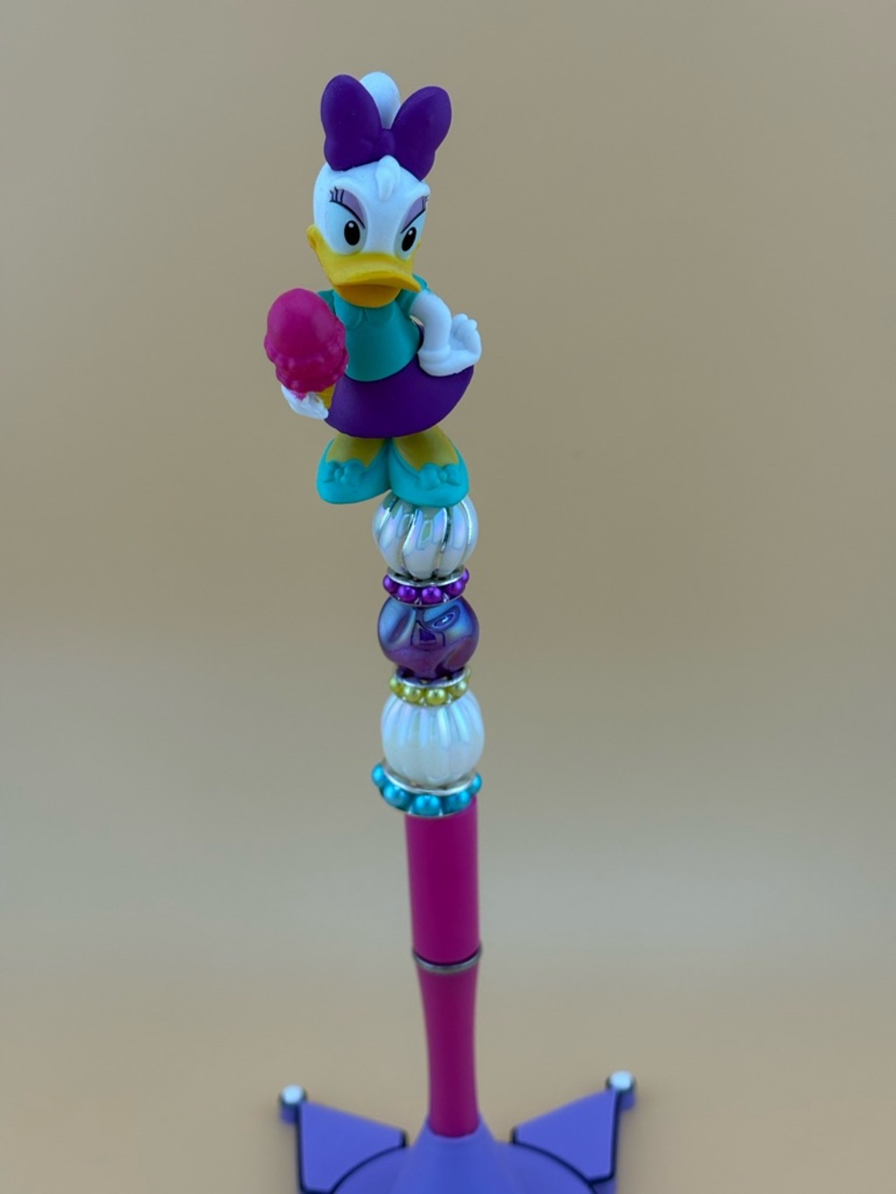 Daisy Duck Beaded Pen - Purple & Pink